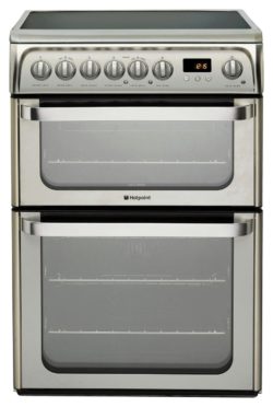 Hotpoint HUE61XS Double Electric Cooker - Silver.